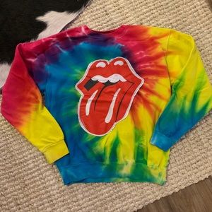 Tie Dye Rolling Stones Patchwork Sweatshirt